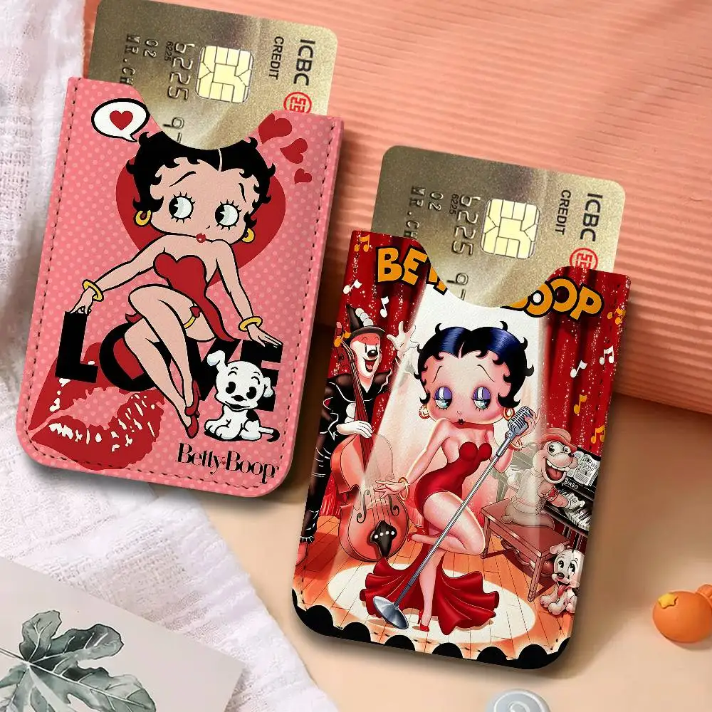 Pretty Cartoon B-Betty B-boop Ultra Slim Men Leather Wallet Lightweight Credit Bus ID Card Holder Case for Daily Business Use view 2