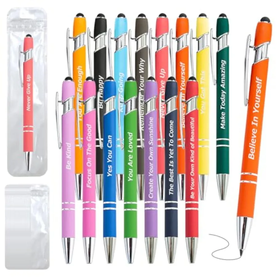 

0 Pcs Inspirational Pens Kit with Stylus Tip and Sayings 0 Motivational Pen + 0 Individual Bags Uplifting Quote and Positive Id