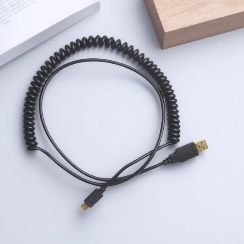 

1 шт. механический кабель для клавиатуры, спиральный прочный разъем USB Type-C, эластичный спиральный кабель, быстрая передача данных, спиральный провод для клавиатуры