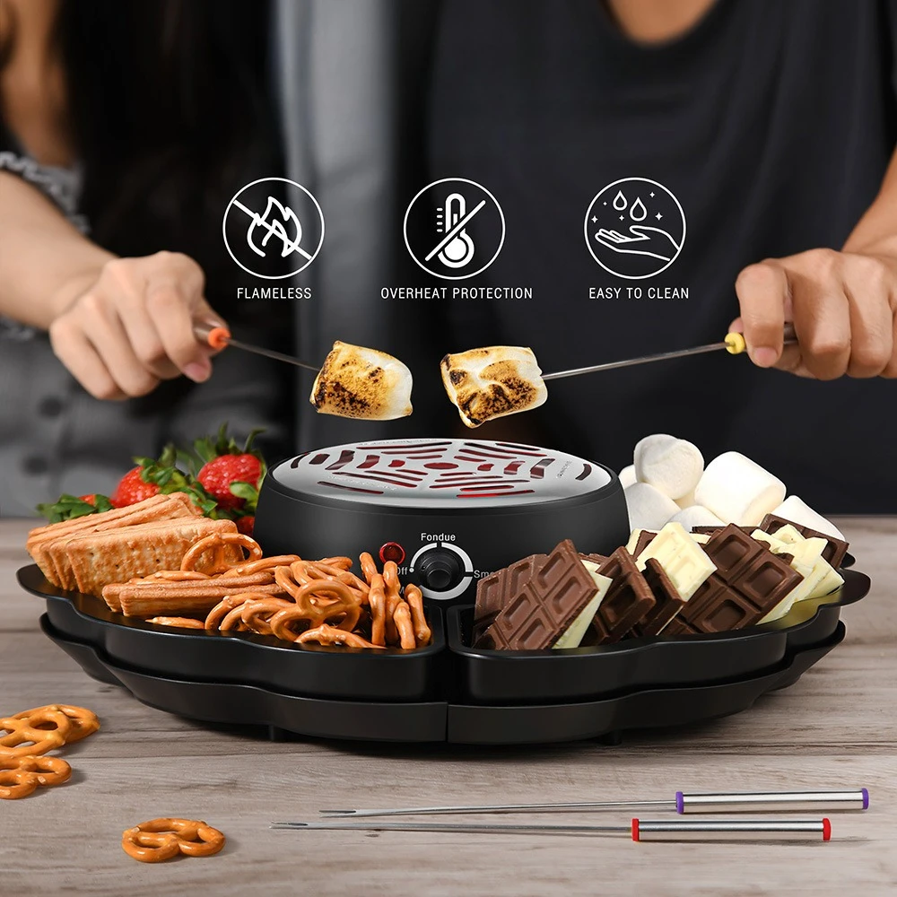 

New Chocolate Electric Hot Pot Melting Pot Roasted Marshmallow Machine 2 in 1 Set Fruit Plate Party Gathering