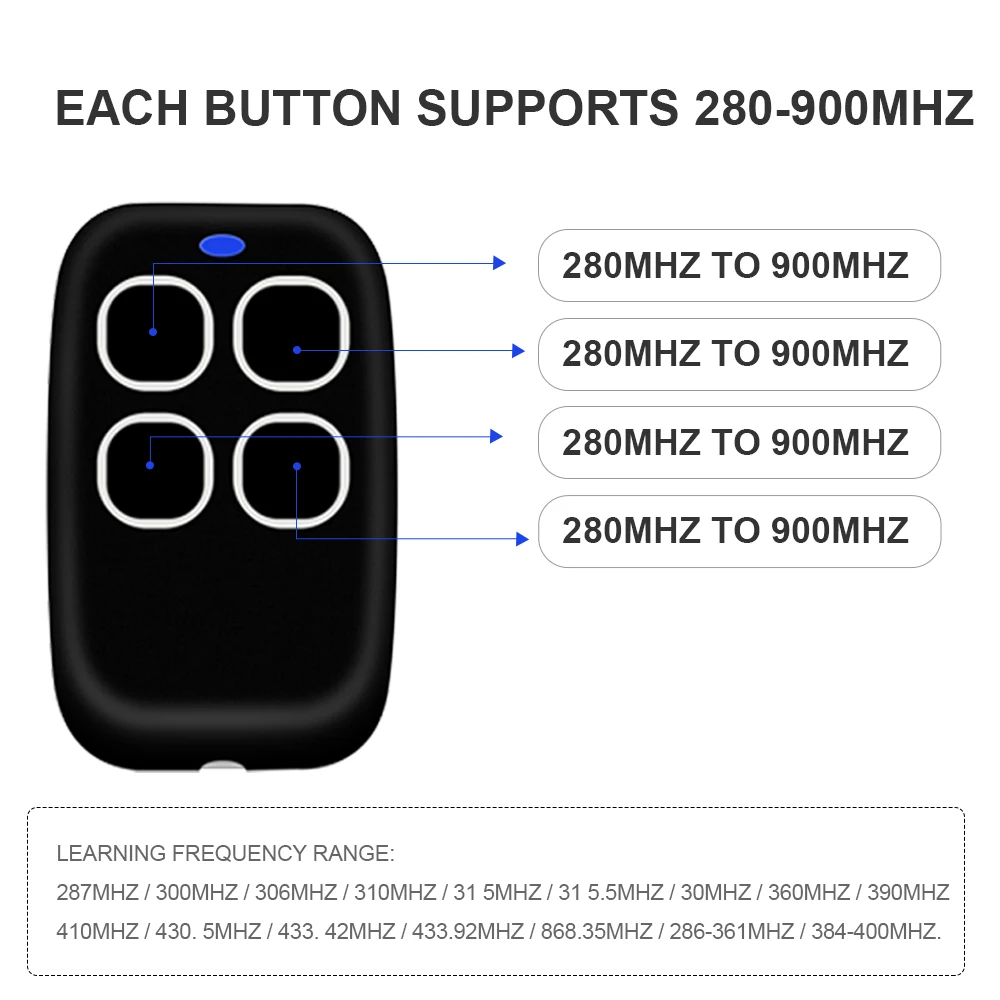 4 in 1 Mutifrequency 280-868mhz Code Grabber Remote Control Gate Garage Opener Fixed Rolling 433mhz 433.92 MHz Opener Duplicator