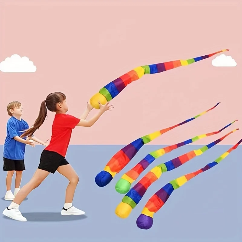 Lancer et attraper une balle avec queue arc-en-ciel, jeu de météore souple, sports de plein air, activités, jouet d'entraînement mentaires oriel scolaire, 1 pièce