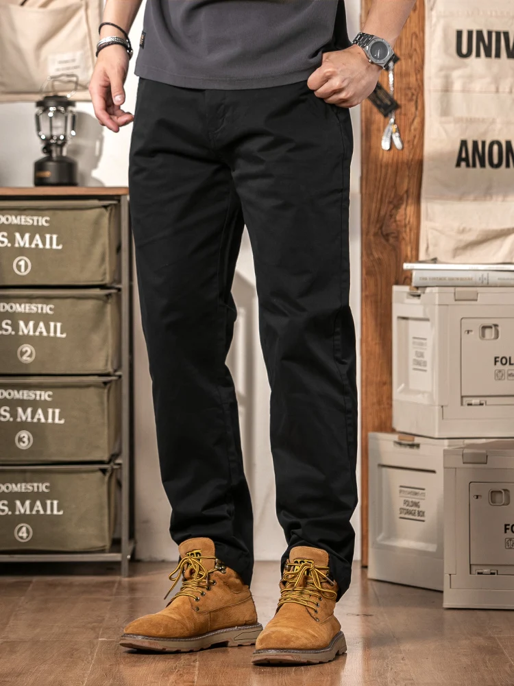 

Bla Straight Leg Casual Pants Men's Pure Cotton Stretch Long Trousers American Retro Spring Summer New Workwear Trousers