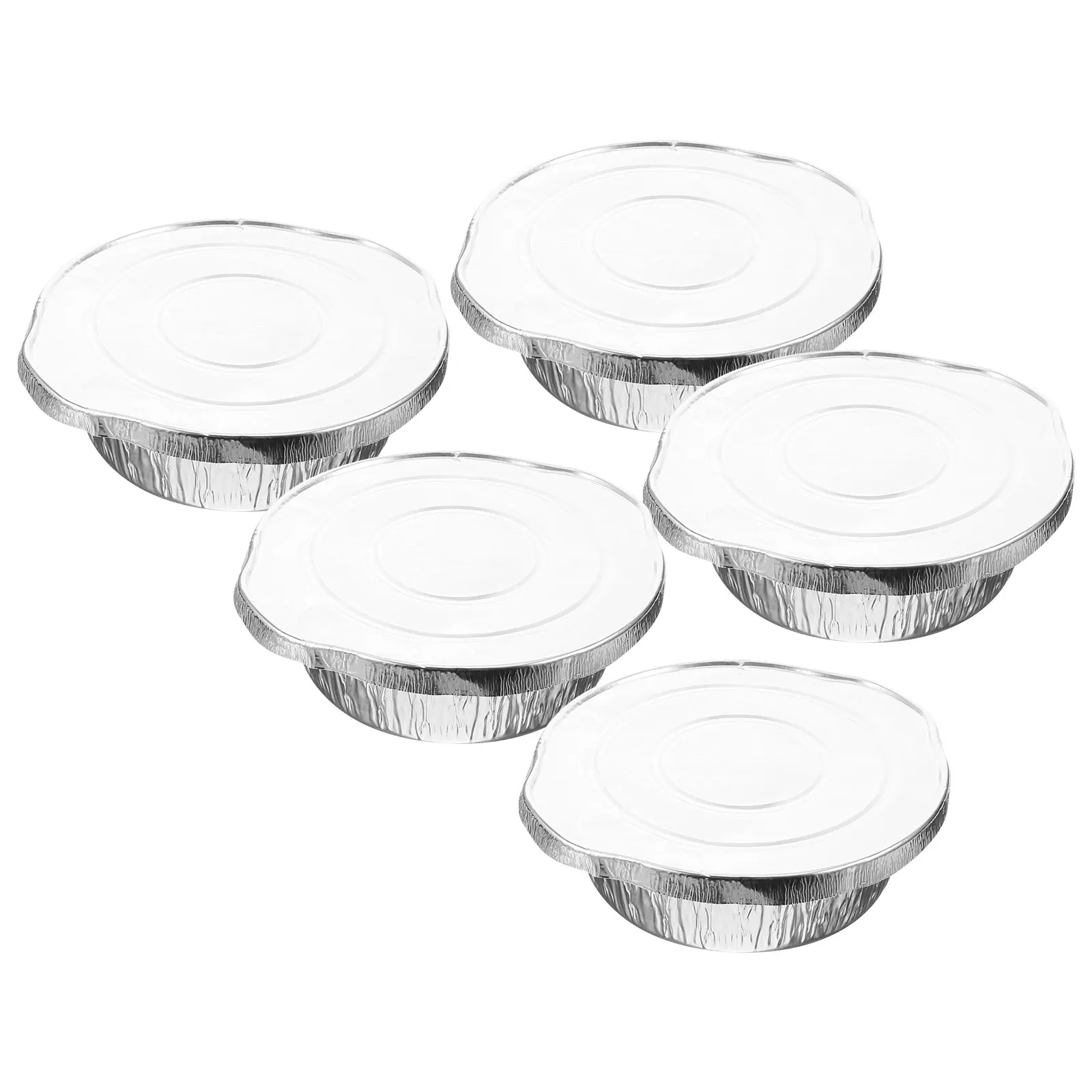 

5 Sets Portable Foil Food Pans Tin Paper Grill Pot For Bbq Picnic Camping Thickened Baking Containers Multi-Use Silver Cooking