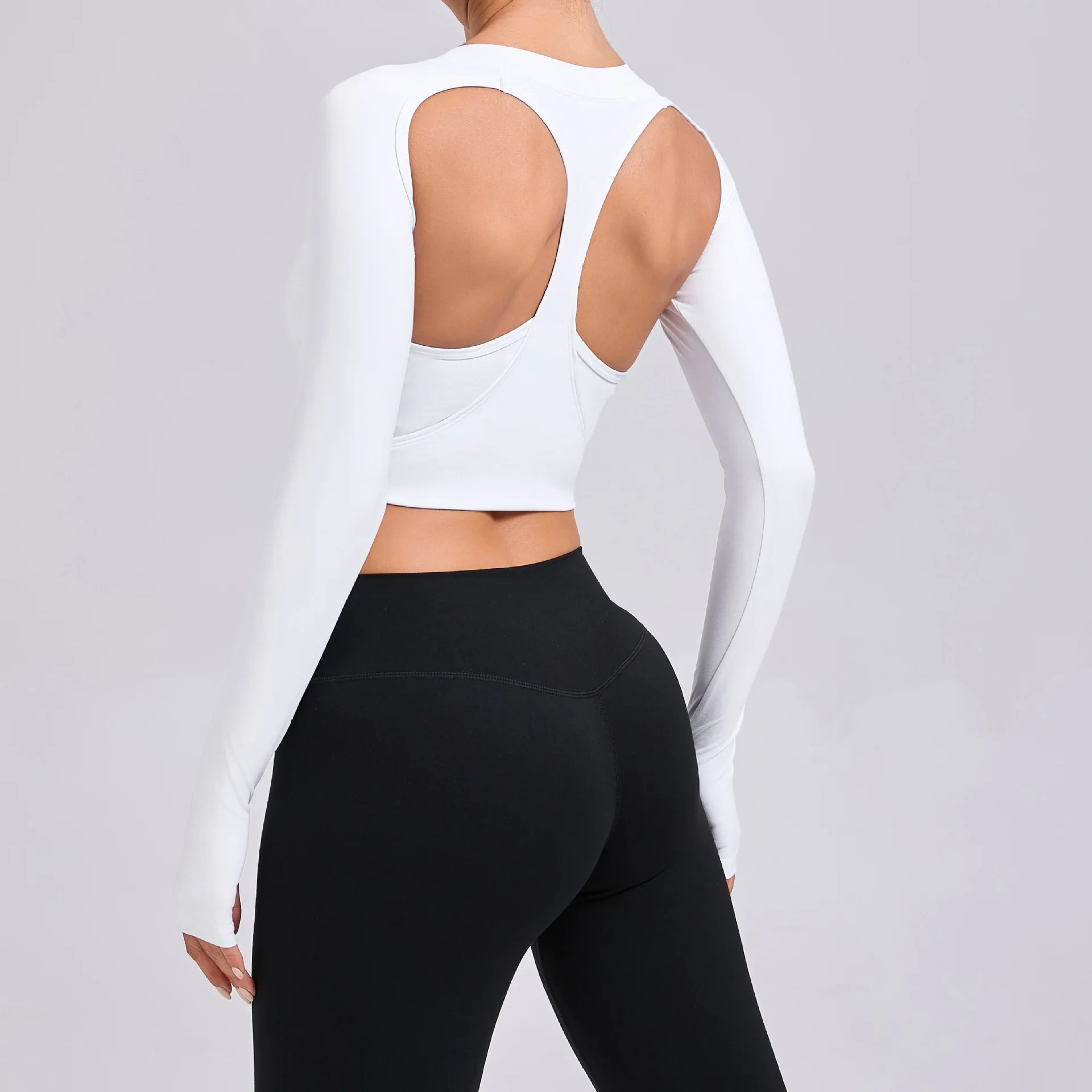 

Sexy Long Sleeve Backless Sports T-shirt Vest Women's Tight Fitting Quick Drying Slimming Yoga Quick Drying Top Clothing Female