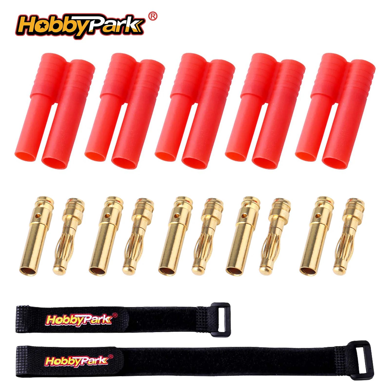 Connecteurs banane HobbyPark HXT 4,0 mm 4 mm non assemblés pour batterie RC NiMh LiPo vers ESC sans balais (5 paires)