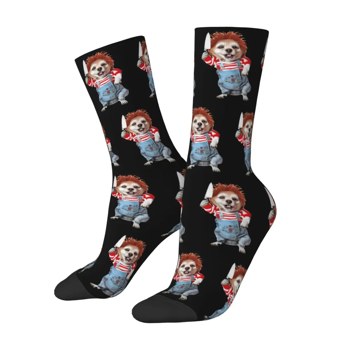 Autumn Winter Hip-hop Men's Women's Chucky Dog Halloween Costume Socks Sweat Absorbing Basketball Socks