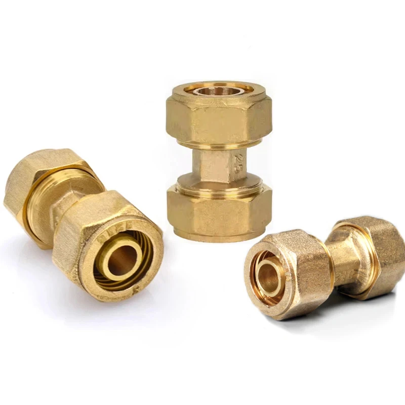 Brass Straight Joints Aluminum Plastic Pipe Copper Reducing Connector 1216 1418 1620 2025 2632 Garden Quick Coupling For Hose