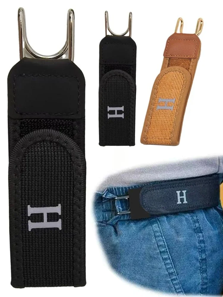 Adjustable No-Buckle Elastic Waist Belt with Strong Metal Hook for Smooth Under-Clothing Wear Ideal for Work Business Travel EDC