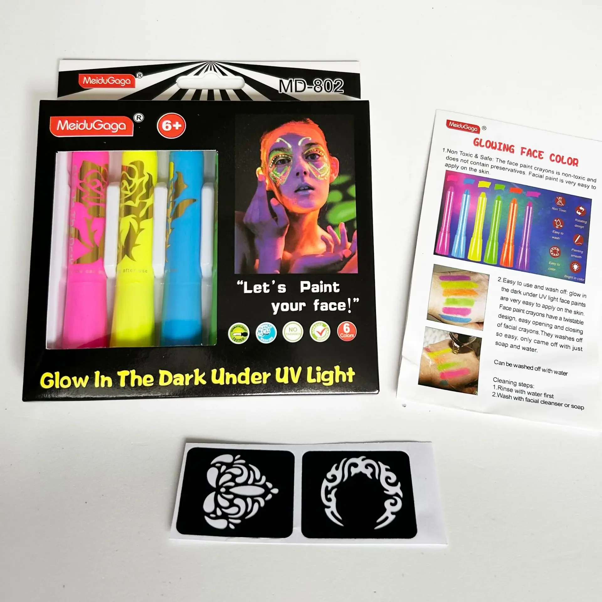 Luminous Face Painting Suit Party Halloween Event Makeup Props Diy Non-Toxic Washable Face Painting Crayons