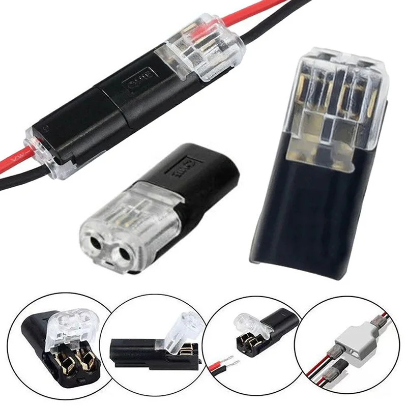 5/10/20/50pcs Double-Wire Plug-in Connector 2 Pin 2 Way Led Strip Lights Connectors Low Voltage Car Cable Electrical Connector