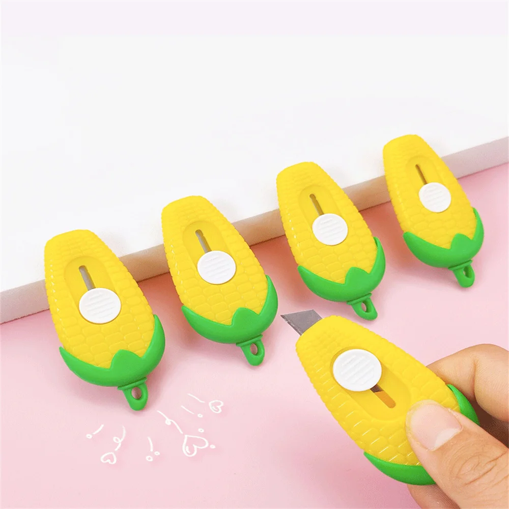 

Cartoon Corn Mini Utility Knife Craft Wrapping Box Paper Envelope Cutter Unpacking Express Unboxing Letter Opener Student Supply