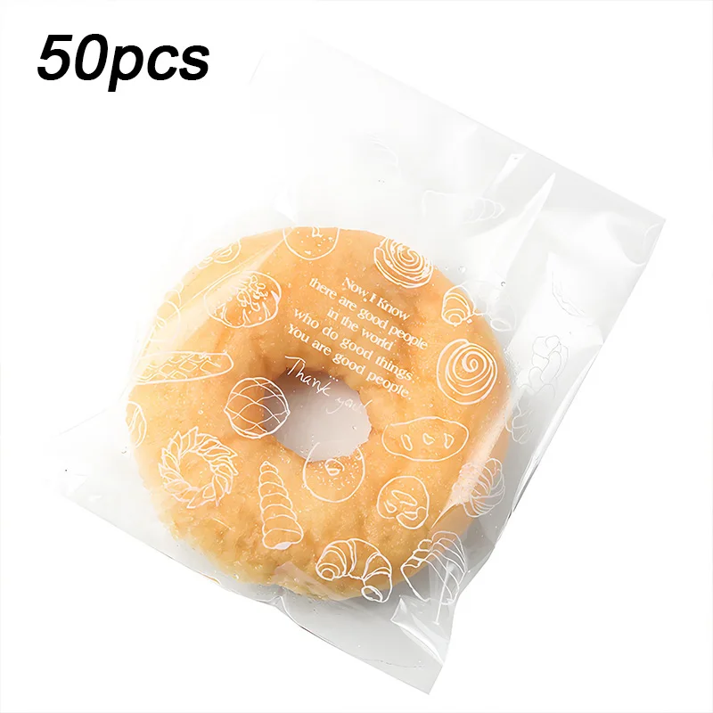 أكياس المخابز الشفافة - أكمام خبز قابلة للإغلاق للخبز المحمص والكرواسون والبسكويت وقفل نضارة ذاتي الغلق (بدون شعار،
