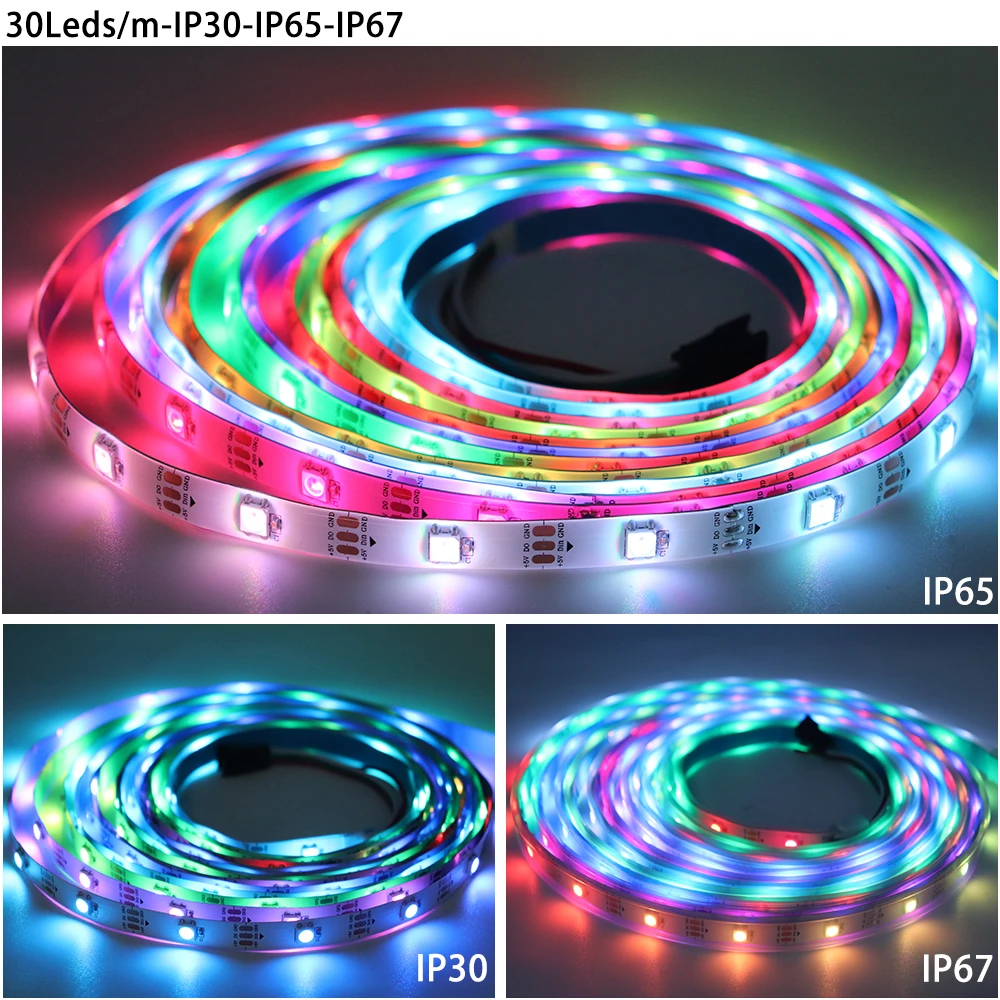 Imagem -04 - Fita Led Rgb Endereçável Individualmente Kit Controlador Usb Dc5v Ws2812b 14 Teclas 17 Teclas 21 Teclas 30 60 144leds por m