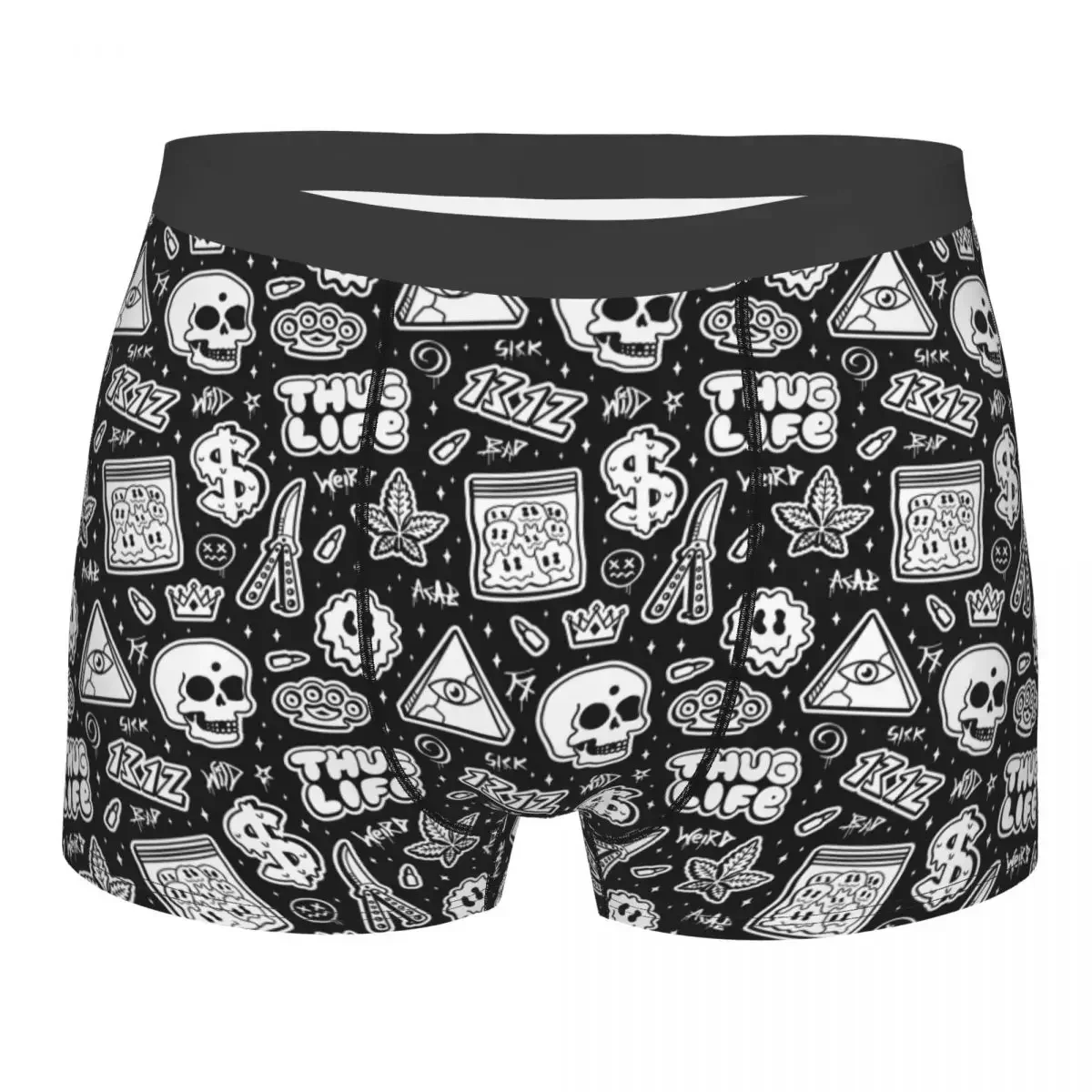 

Men's Thug Life Skull Street Graffiti Style Underwear Humor Boxer Shorts Panties Male Breathable Underpants