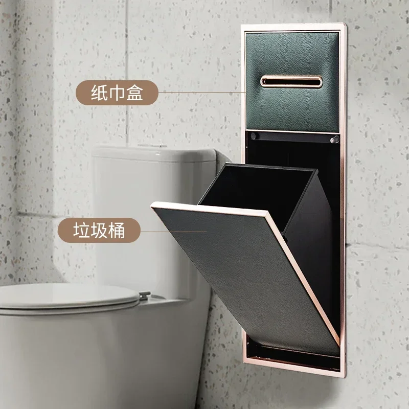Light luxury aluminum alloy embedded niche bathroom bathroom bathroom baffle next to toilet high-end leather can be customized image 3