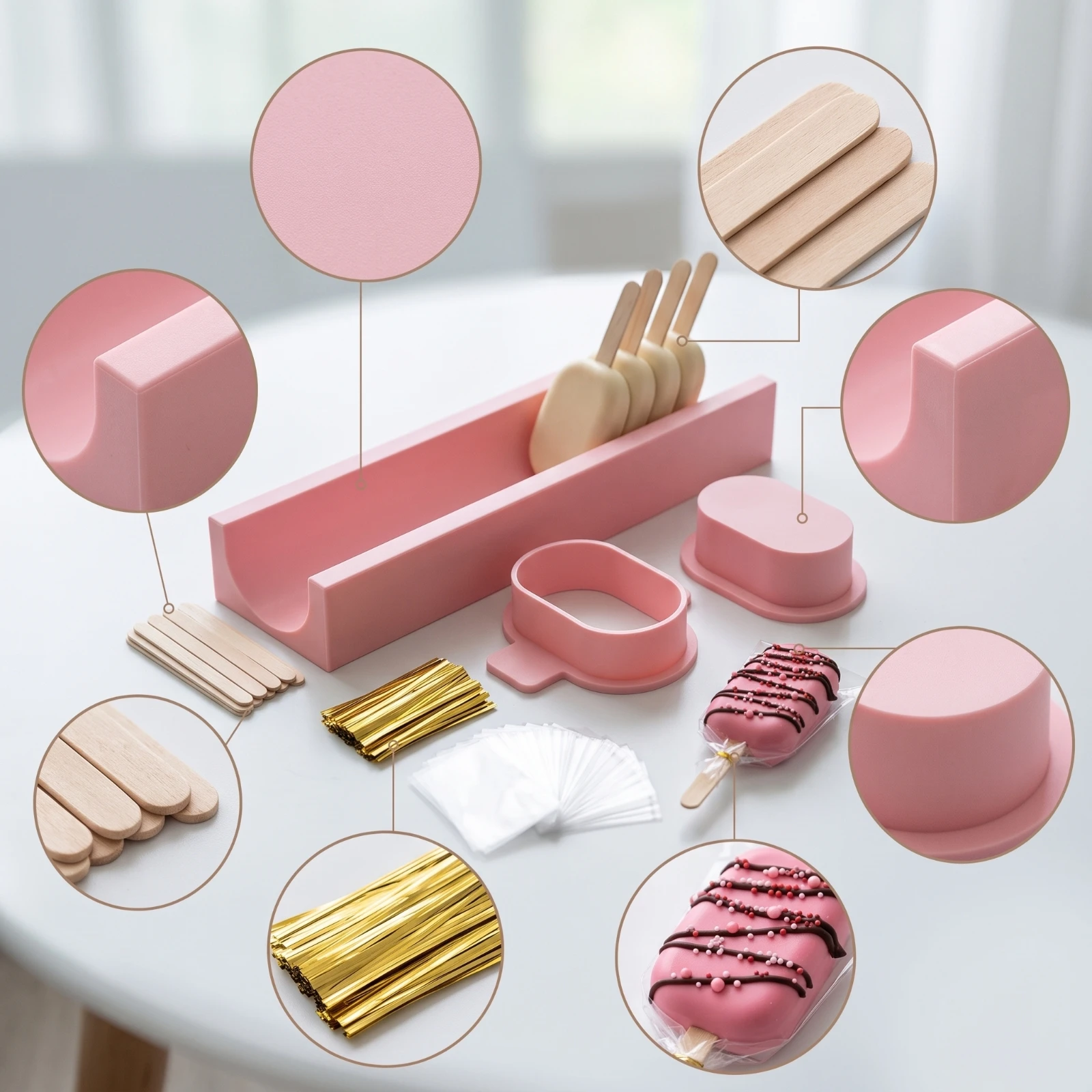 3 Pieces Cake Ball Mold Set with Sticks Uniform Cake Ball Mold Set with Pusher Bakeware Food-Safe Bisphenol A-Free-Safe
