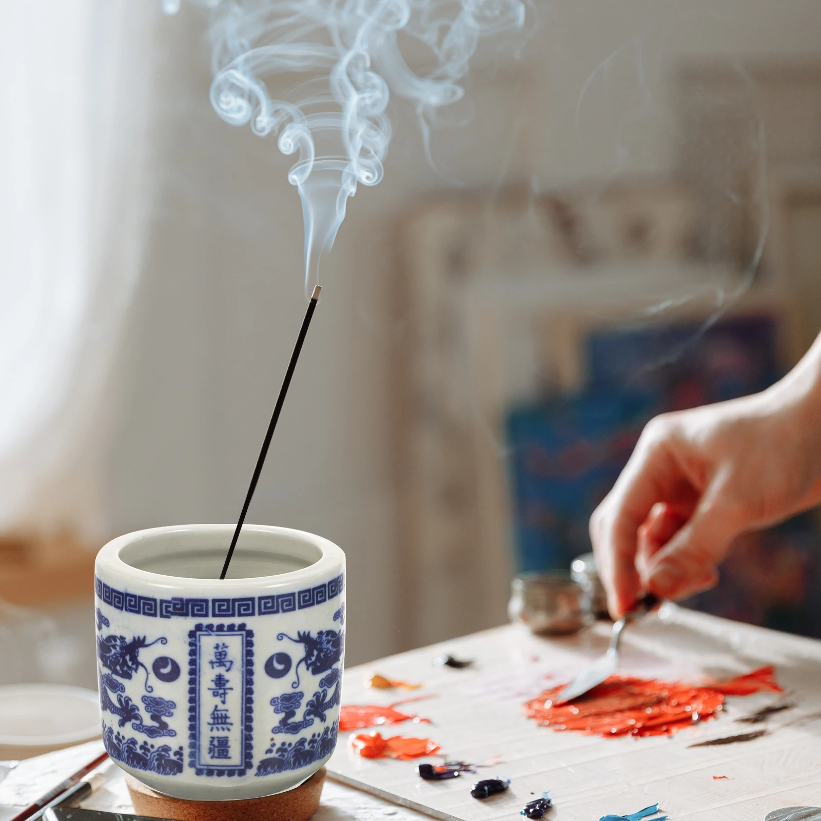 

Retro Ceramic Incense Burner Adorn Elegant Craftsmanship Comfortable Library Incense Burner Insence Holder