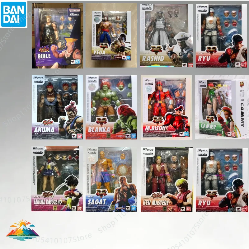 

【ready stock】Bandai SHF Street Fighter 5 Ken Sakura Vega Sagat Ryu Chun-Li Movable Action Figure, Anime Model Gift Collection