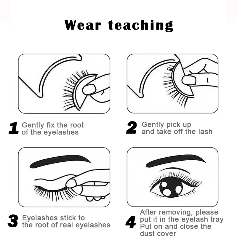 1 Paar Make-up selbstklebende falsche Wimpern aus künstlichem Nerz, keine Rückstände auf der Haut, 3D-falsche Wimpern, wiederverwendbar, natürliche lange Wimpern – Detail 7