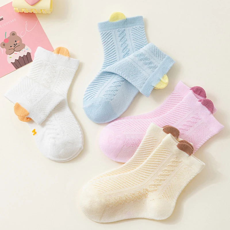 

Летние сетчатые носки для новорожденных от 0 до 3 лет, тонкие дышащие хлопковые носки для мальчиков и девочек, однотонные носки средней длины, мягкая удобная детская обувь
