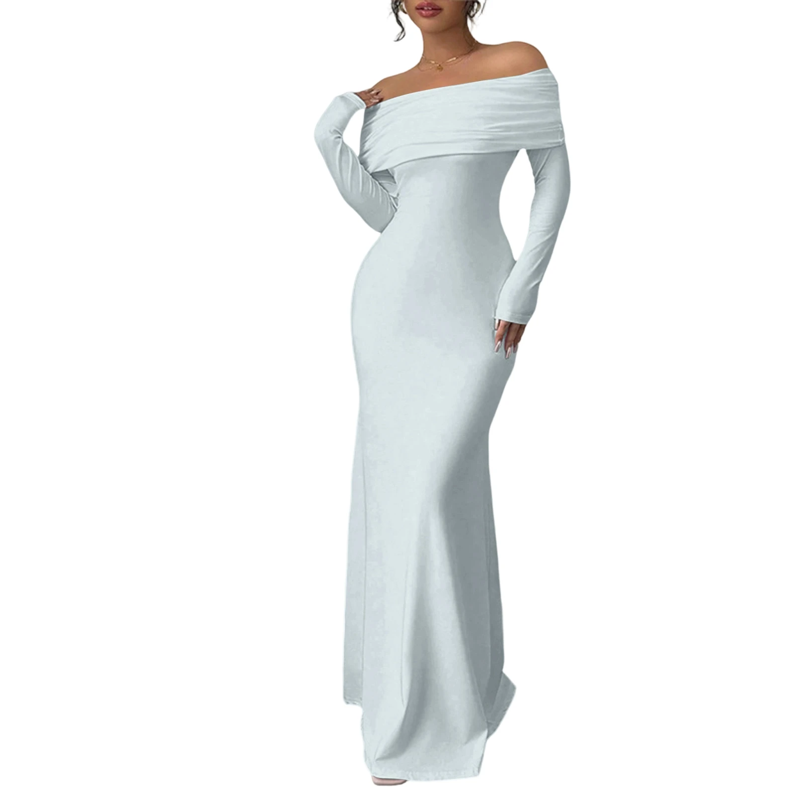 Abito francese monospalla tinta unita Abito lungo senza spalline senza maniche con tasca sulla spalla Waiver Gonna lunga Abito lungo tinta unita