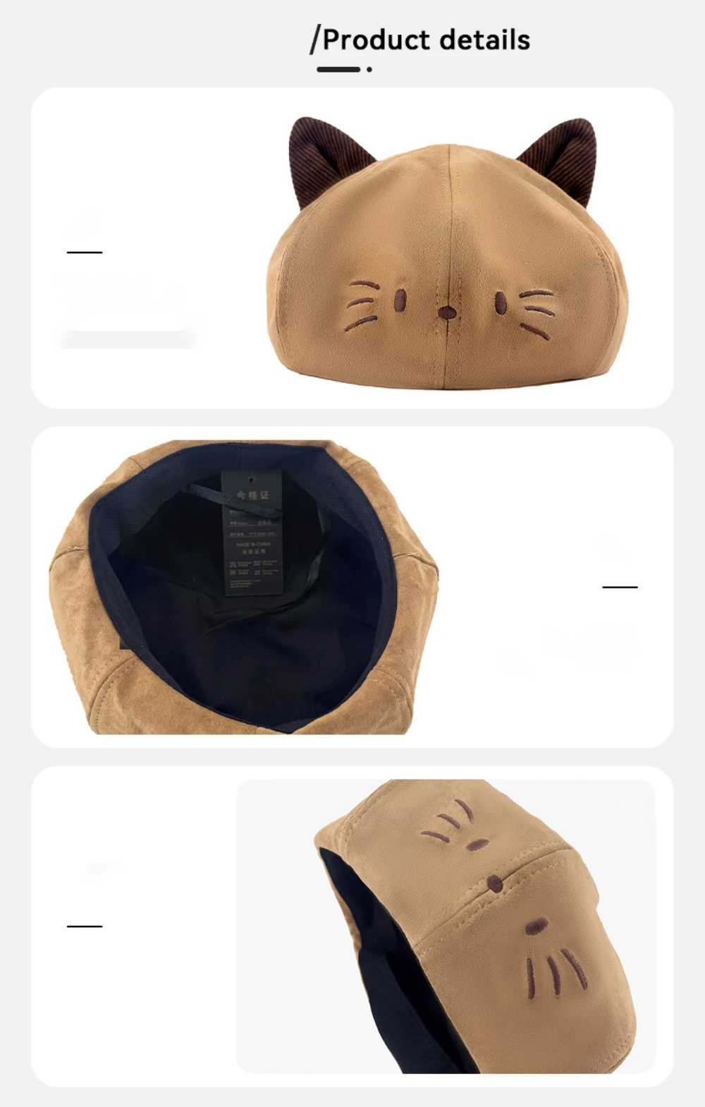 HT5151 Damen-Baskenmützen 2026 Neue Frühlings- und Herbst-Baskenmütze für Damen mit niedlichen Ohren, achteckige Newsboy-Kappe, weiblicher koreanischer Stil, Künstler- und Malermütze – Detail 2