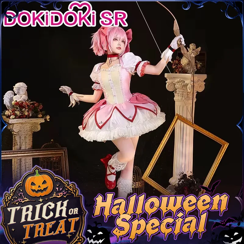 cute cosplay dresses Madoka Costume Pink Dress S-XXL DokiDoki This lolita dress good Swatch:#f0eae0 Size:US 16Y Grey and Ecru Cream Anime maid outfit