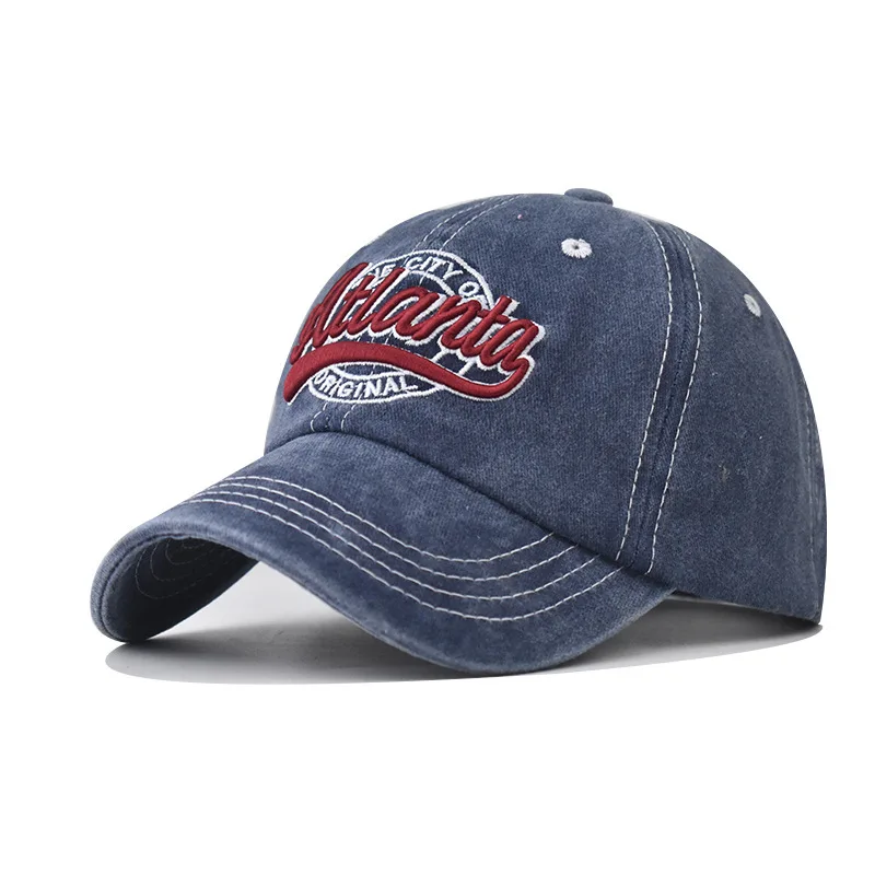 

Washed Distressed Cotton‌Atlanta‌Large Embroidered Baseball For Men And Women, Outdoor Style Washed Cotton Golf Dad Hat