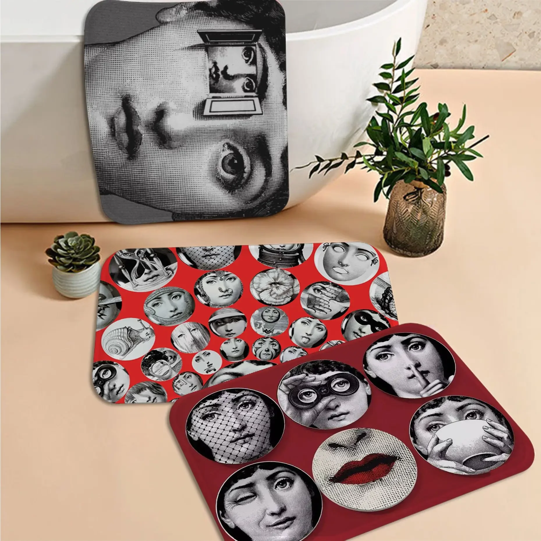 

European Style Classical Woman Face Floor Mat INS Style Soft Bedroom Floor House Laundry Room Mat Anti-skid Toilet Rug