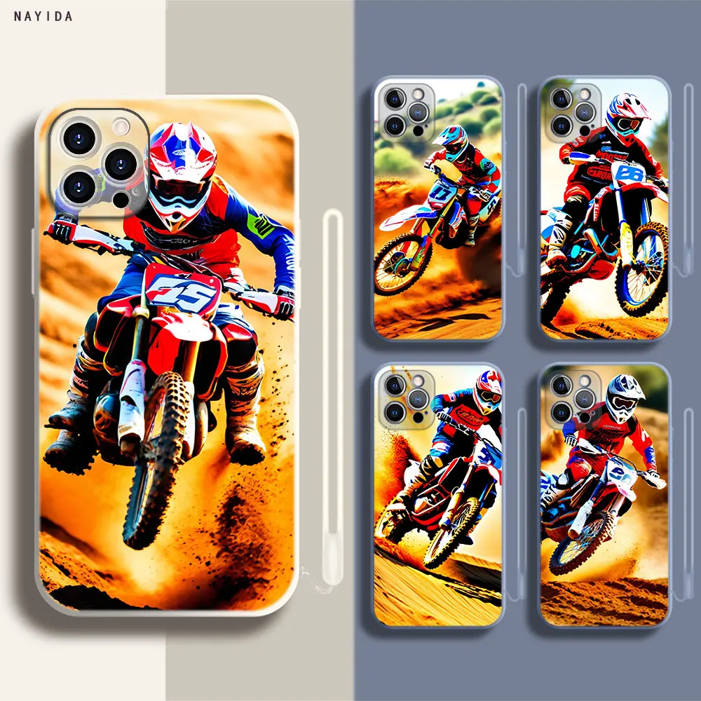 Soft Silicone Phone Case For Apple iPhone 15 14 13 12 11 Pro X XS Max XR Plus Mini Cover Motocross cross