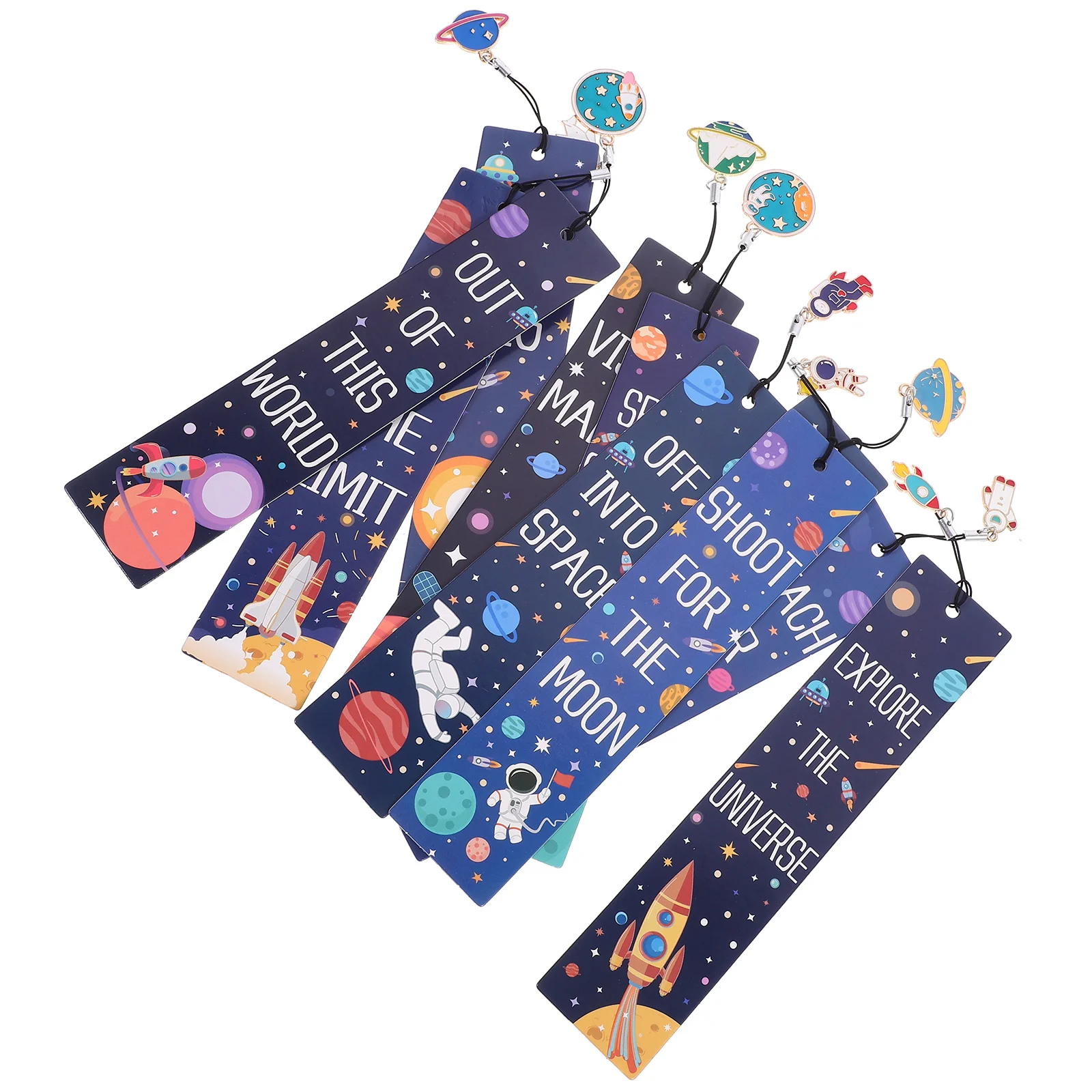 10 Pcs Bookmarks Space Themed Party Favors Cartoon Kids for Reading Cool Men Child