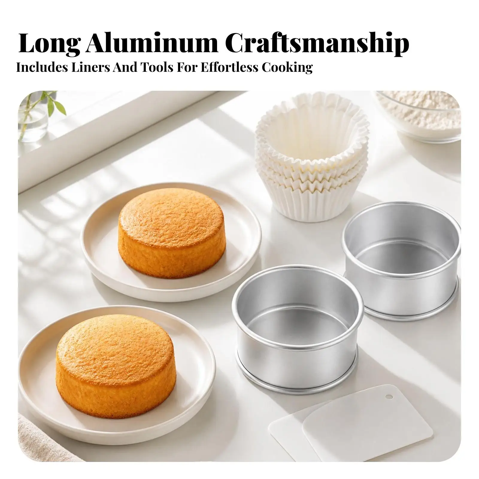 Cake Tin Round Shape Aluminum Mold with Liners and Release Tool for Cake Decorating Kit