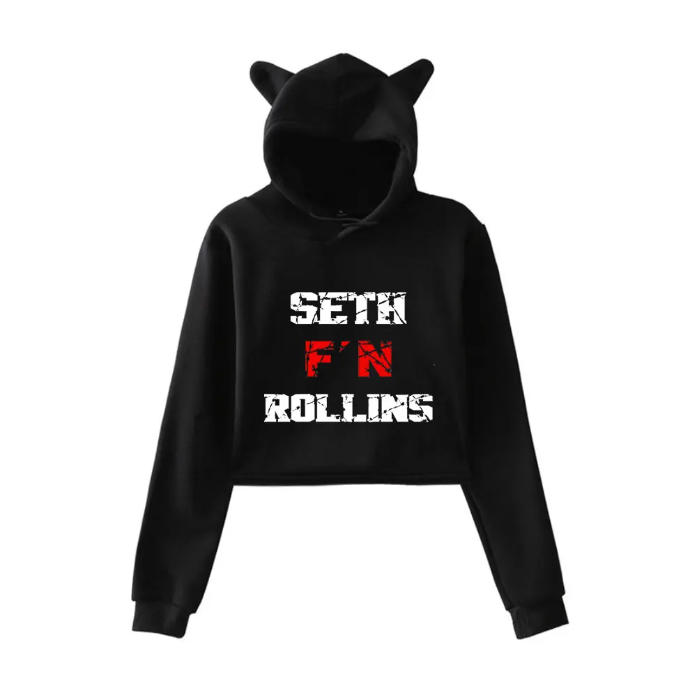 Seth Rollins Merch Vintage 90er Jahre Streetwear Logo Hoodie Hoodies Sweatshirts für Mädchen Katze Ohr Crop Mode Sport Pullover