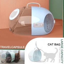 Large Capacity Pet Bag 2 in 1 Cat Bag Clear Breathable Backpack Space Capsule Cat Handbag Outdoor Pet Cats Dogs Travel Bag