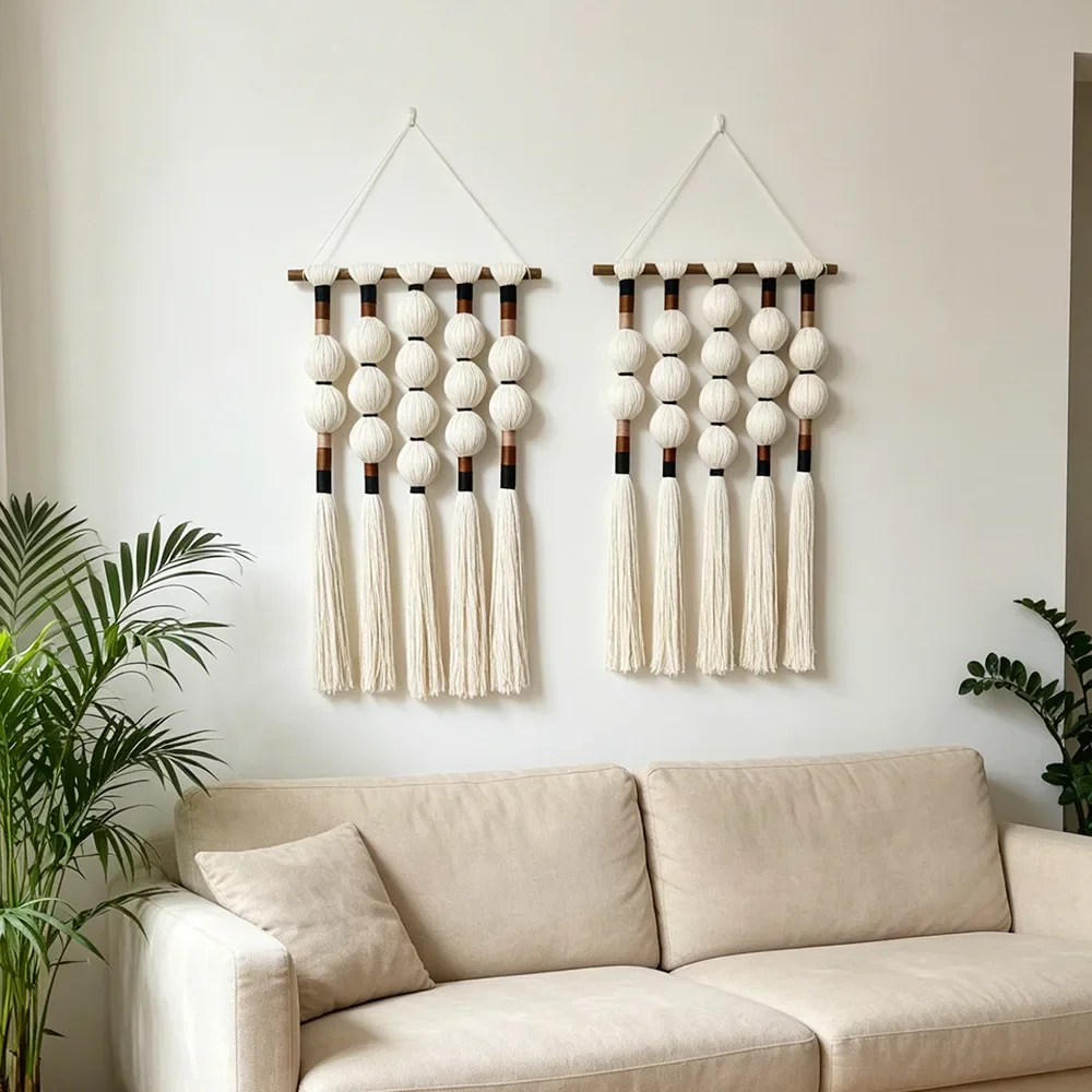 European Ball Tassel Wall Hanging Hand-woven Tapestry Wall Decoration Pendant Home Decoration Hotel Decoration Wall Background