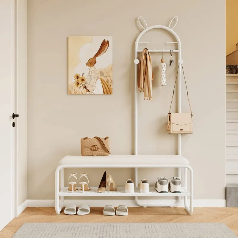 Luxury Designer Entrance Shoe Bench Seat Display Bedroom Organizer Coat Rack Stool Two Layer Vertical Sapateira Home Furniture