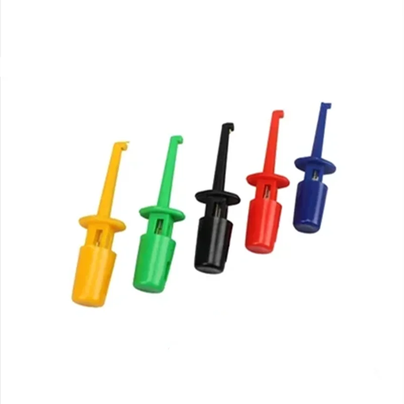 5Pcs IC Test Hooks Miniature Spring Clip Probe Set - Round Crocodile Grabber for Electronic Circuit Testing (Large/Small)