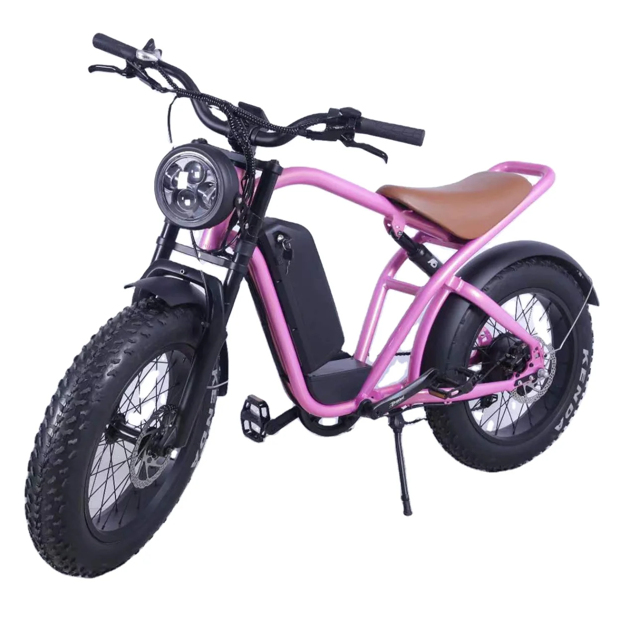 Harleyment Women's 500W Cool Pink Fat Tire City Coco Electric Scooter Halley Electric Motorcycle & Mountain Bike