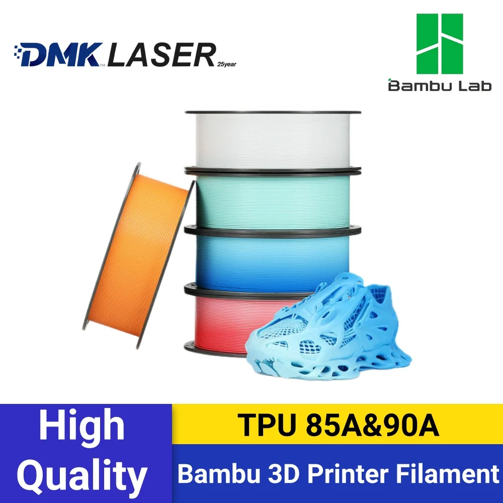 Bambu Lab TPU 85A & 90A 3D Printer Filament, Durable & Flexible, Soft Shock-Absorbing, Impact-Resistant, Gradient Colors 1kg