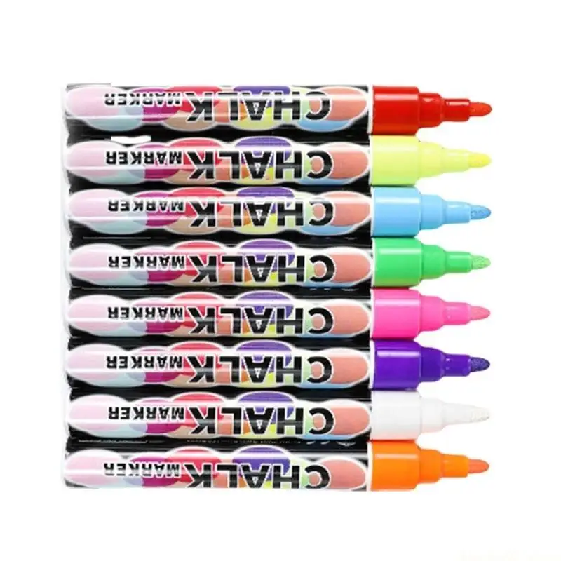 8Pcs 6mm Liquid Chalk Pen For Writing Drawing On Blackboards Chalkboard Window Glass Washable Liquid Chalk Marker