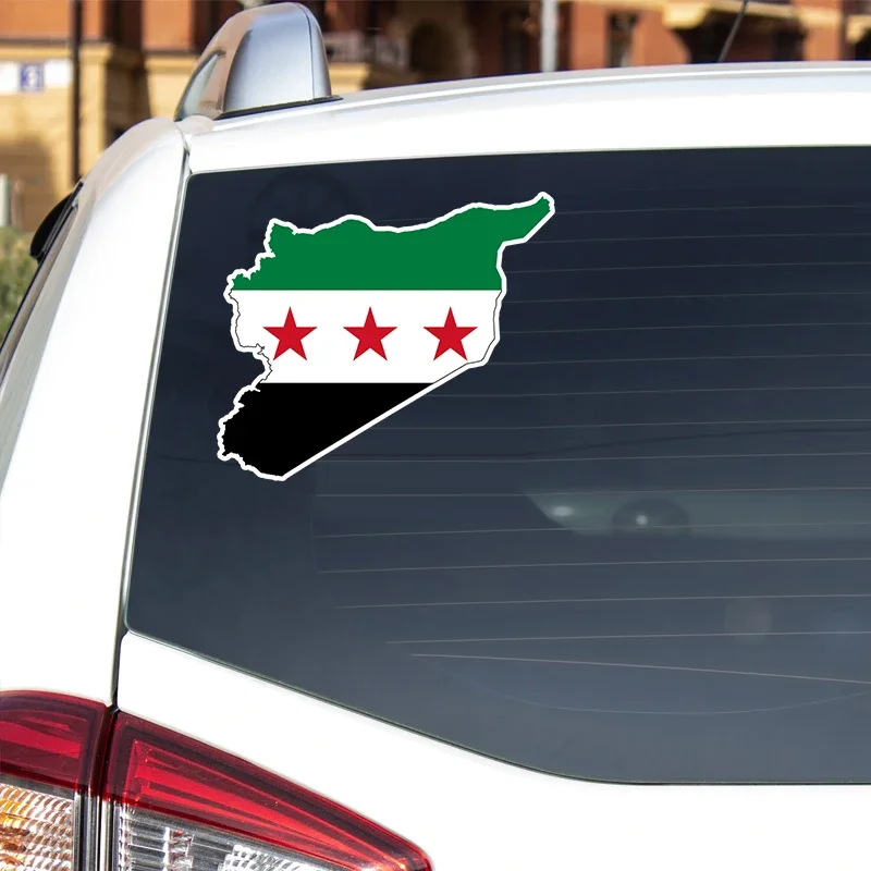 Car Sticker Syria Flag Map Car Sticker Car Accessories Decorative PVC Waterproof Sunscreen 15cm