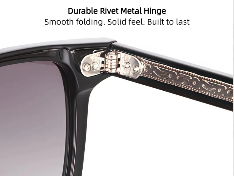 LumoGaze Modische Retro Quadratische Damen-Sonnenbrille Retro Herren-Luxus-Sonnenbrille mit Nieten-Design Handgefertigte Acetatfaser-Sonnenbrille UV400 – Detail 15
