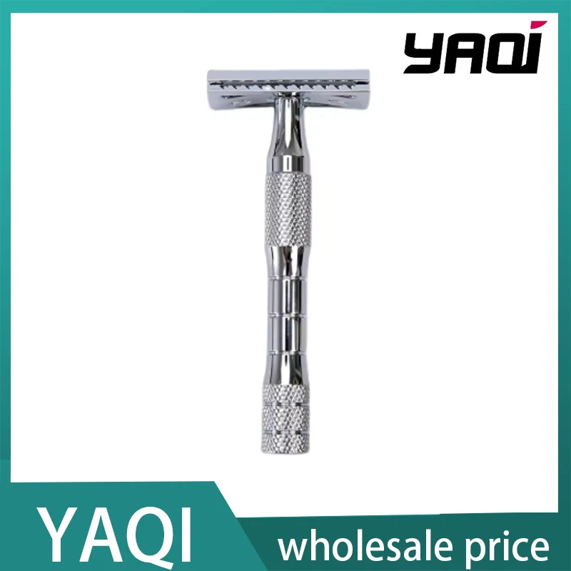 

Бритва для бороды, мужская безопасная бритва из нержавеющей стали, безопасная бритва YAQI, хромированный цвет, бритва с ручкой из нержавеющей стали, мужские средства для бритья