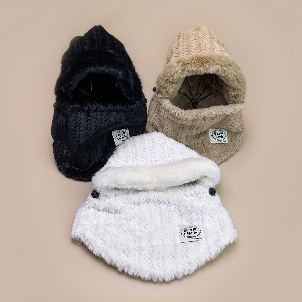 

PATCH Letter Casual Plush Hats Autumn and Winter New Unisex Hat and Scarf Integrated Warm Sunshade Outdoor Versatile ins Beanies