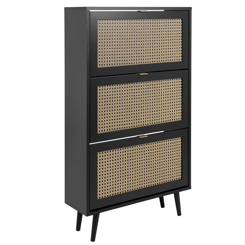 xx-Modern Outdoor Wood Shoe Rack Rattan/Wicker and MDF Panel for Hotels Apartments Malls Schools Gyms*