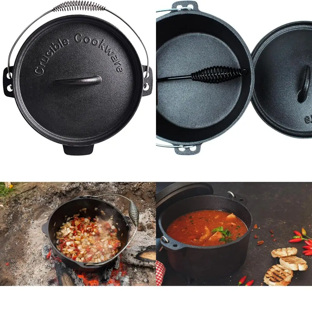 

4.1 Qt Pre-Seasoned Cast Iron Dutch Oven with Lid Lifter, Stand, and Silicone Handles