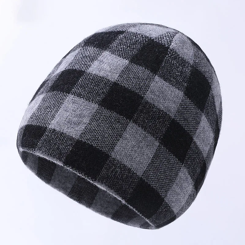 

Hat Men Beanie Winter Wool Knit Plaid Warm Soft Skiing Accessory For Cold Weather Autumn Sports Outdoor Holiday Luxury