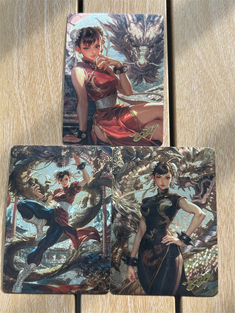 

3pcs/set Street Fighter Chun-Li Coarse Flash Collection Card Signature Trading Card Anime Cartoon Gift