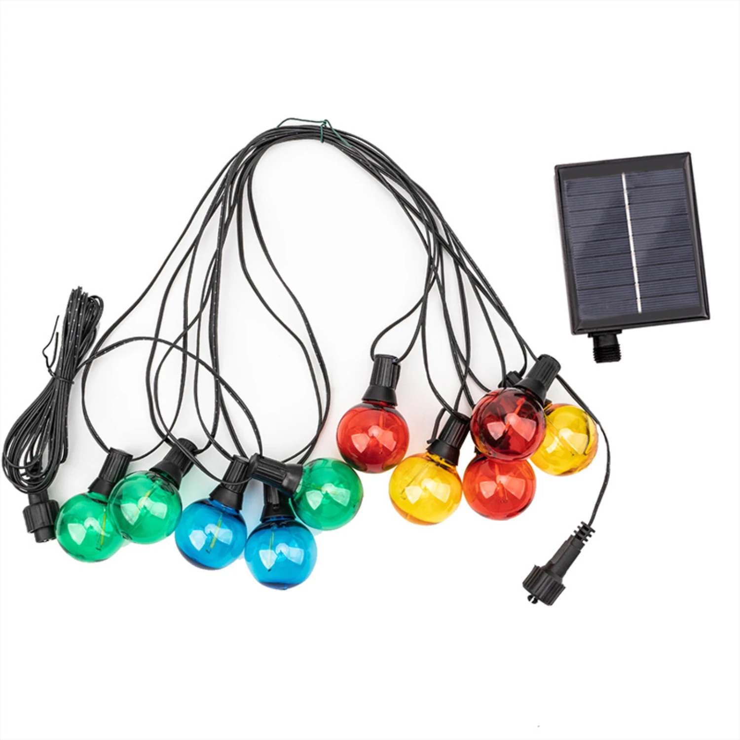 New Waterproof RGB LED G40 Solar String Lights, 21m Fairy Lamp for Outdoor Christmas Holiday, Garland Garden Wedding Camp Decora